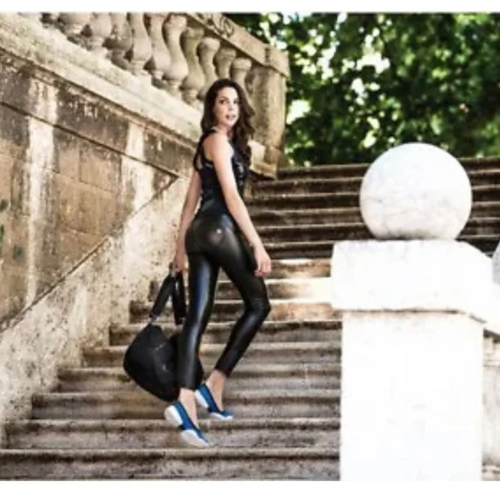 WOMEN'S Sexy High Waist Skinny Faux PU Leather Leggings Pants Butt Lift XL - Picture 6 of 16